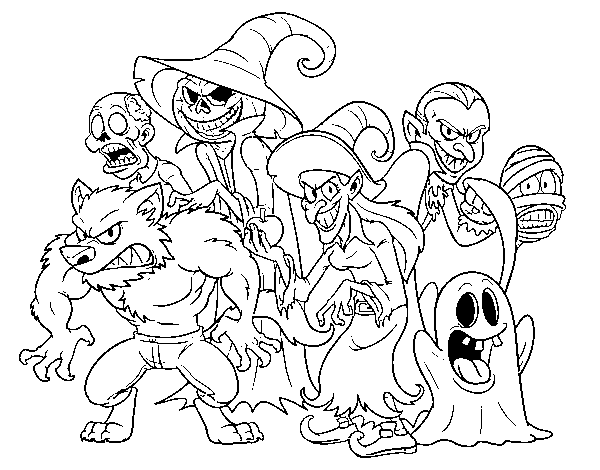 Dibujo de Monstruos de Halloween para Colorear