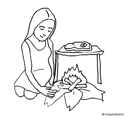 Dibujo de Mujer cocinando para Colorear
