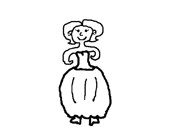 Dibujo de Mujer con vestido para Colorear 