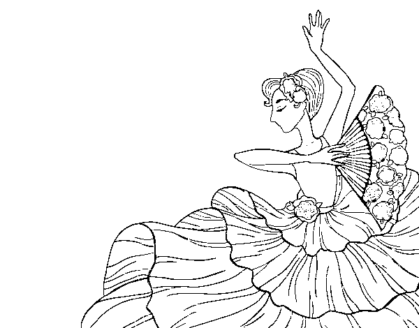 Dibujo de Mujer flamenca para Colorear