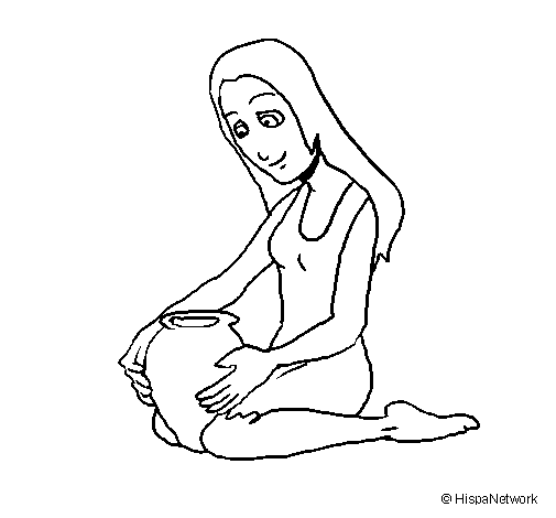 Dibujo de Mujer y jarrón para Colorear