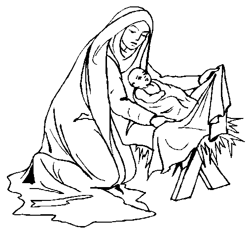 Dibujo de Nacimiento del niño Jesús para Colorear
