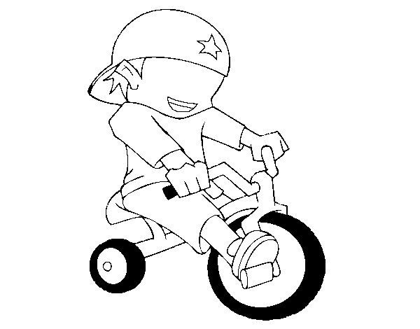 Dibujo de Niño en triciclo para Colorear