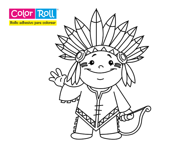 Dibujo de Niño indio Color Roll para Colorear 