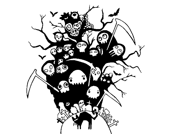 Dibujo de Noche de Halloween  para Colorear