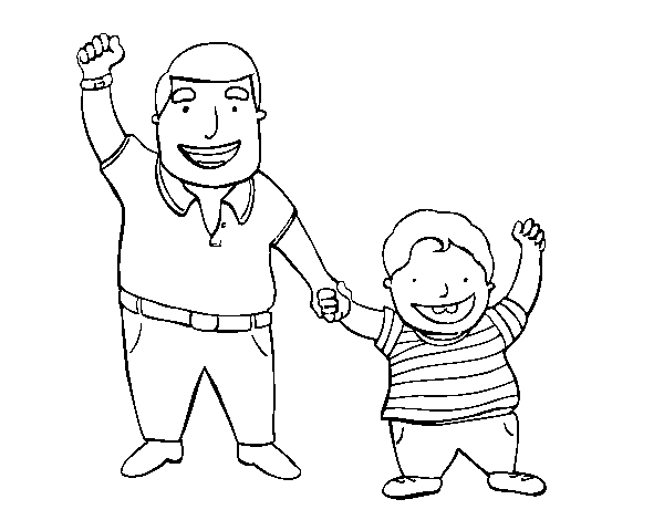 Dibujo de Papá e hijo para Colorear