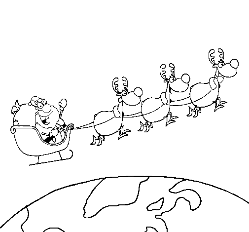 Dibujo de Papa Noel repartiendo regalos 3 para Colorear