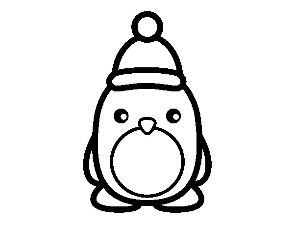 Dibujo de Pingüino navideño para Colorear