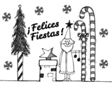 Dibujo de Postal Felices Fiestas