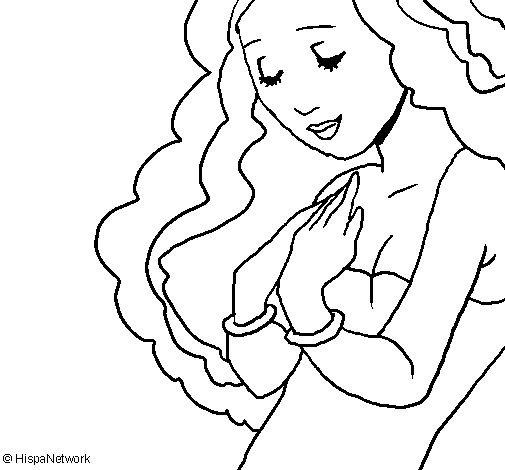 Dibujo de Princesa con los ojos cerrados para Colorear 