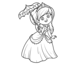 Dibujo de Princesa con parasol para colorear