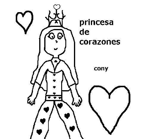 Dibujo de Princesa de corazones para Colorear