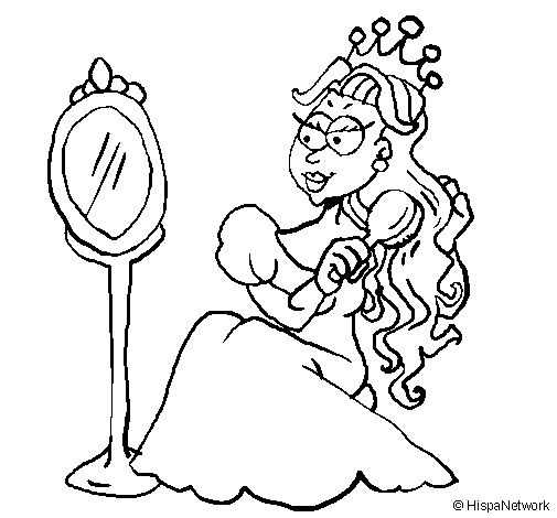 Dibujo de Princesa y espejo para Colorear