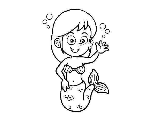 Dibujo de Sirena bajo el mar para Colorear