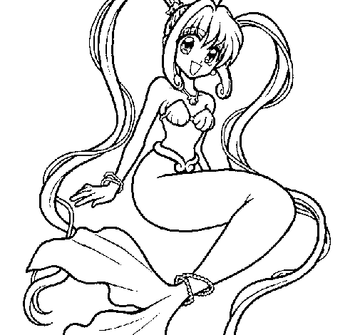 Dibujo de Sirena con perlas para Colorear