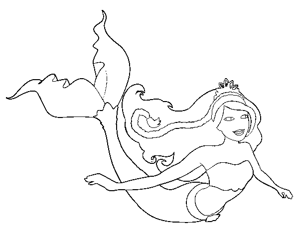 Dibujo de Sirena contenta para Colorear