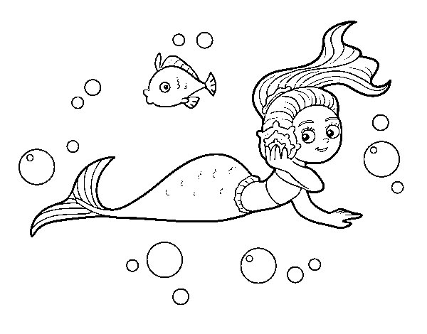 Dibujo de Sirena mágica para Colorear