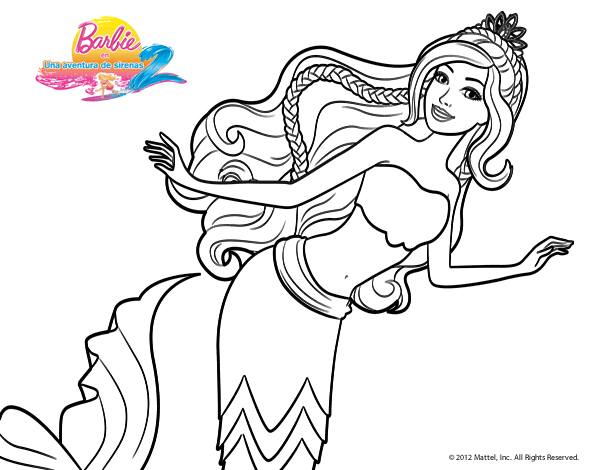 Dibujo de Sirena nadando para Colorear 
