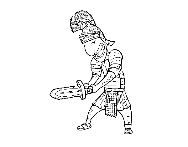 Dibujo de Soldado romano con espada para Colorear