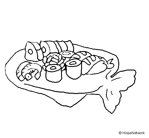 Dibujo de Sushi para Colorear