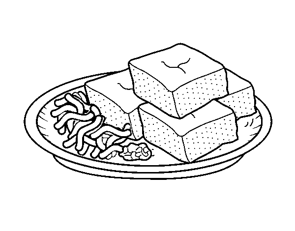 Dibujo de Tofu con verduras para Colorear