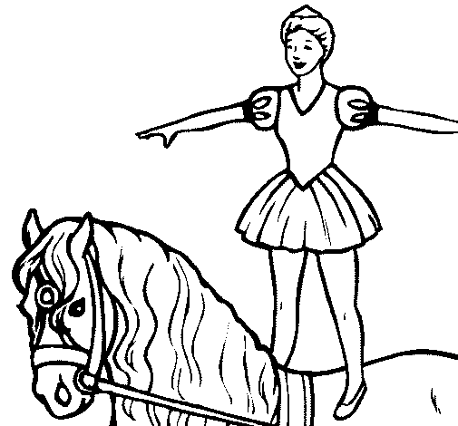 Dibujo de Trapecista encima de caballo para Colorear