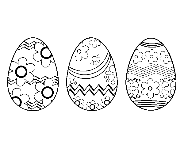 Dibujo de Tres huevos de pascua para Colorear