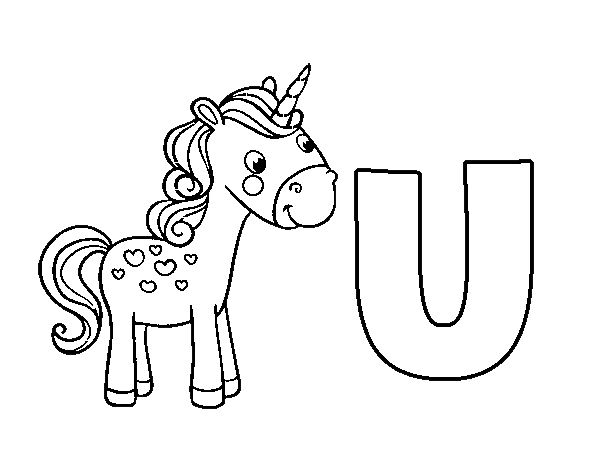 Dibujo de U de Unicornio para Colorear