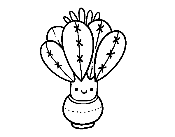 Dibujo de Un cactus con flor para Colorear