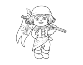 Dibujo de Una niña pirata para colorear