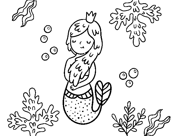 Dibujo De Una Reina Sirena Para Colorear Dibujosnet