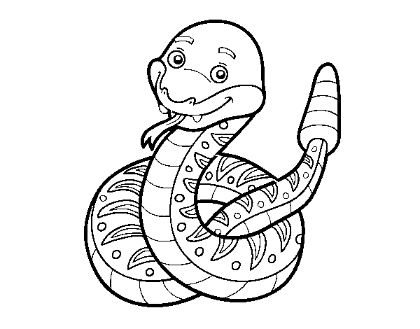 Dibujo de Una serpiente de cascabel para Colorear
