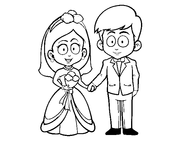 Dibujo de Vivan la novia y el novio. para Colorear