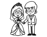 Dibujo de Vivan la novia y el novio. para colorear