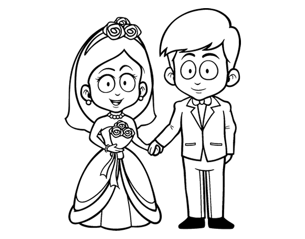 Dibujo de Vivan la novia y el novio. para Colorear 